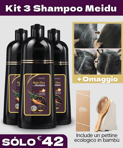 Shampoo 3 in 1 per Capelli Grigi + Pettine Ecologico in Bambù in Omaggio