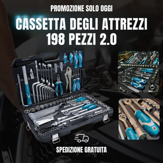 Cassetta Degli Attrezzi Con 198 Pezzi, Set Di Attrezzi Manuali, Set Di Chiavi A Bussola Con Cricchetto, Set Di Cacciaviti, Attrezzi Per Riparazioni Domestiche E Auto, Universale